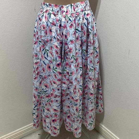 TOMMY HILFIGER Women's Floral Elastic Waist Midi Wear To Work A-Line XL Skirt - Picture 9 of 12